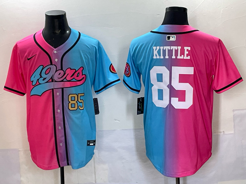 Men 2025 San Francisco 49ers #85 Kittle Pink Blue pink Nike Limited NFL Jersey 0010->san francisco 49ers->NFL Jersey